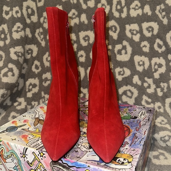 Jeffrey Campbell Lustful Red ❤️ Suede Heeled Booties 😍 New & Never Worn 😍 - Picture 9 of 17